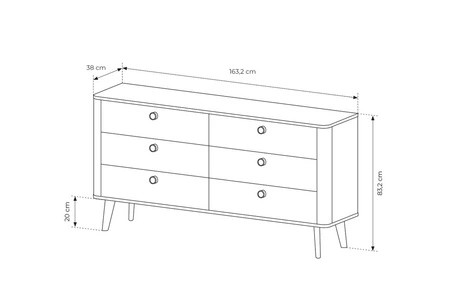 Komoda z szufladami Viki 163 cm dąb barista nowoczesny design komody do sypialni subtelne uchwyty i stabilne nogi wykonane z drewna