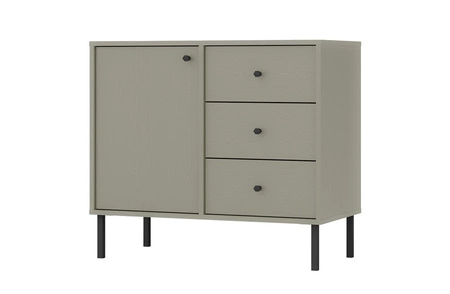 Zestaw mebli do salonu Kioto II eukaliptus stylowy design eleganckie meble wsparte na metalowych czarnych nogach subtelne uchwyty