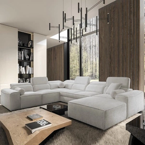 Narożnik z funkcją spania Viano VIII szary popiel prawostronny nowoczesny narożnik o ciekawej konstrukcji pojemniki na pościel