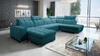 Narożnik z funkcją spania Luigi VI turkusowy lewostronny stylowy narożnik rozkładany z pojemnikami na pościel pokryty miękką tkaniną