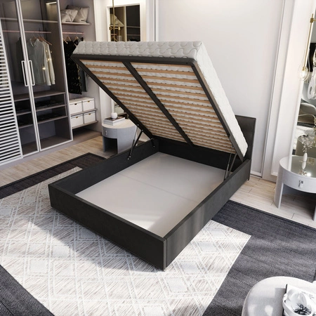 Łóżko tapicerowane Montigo 180x200 turkusowe z pojemnikiem w nowoczesnym skandynawskim stylu z pikowanym zagłówkiem