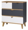 Komoda z szufladami Memone 81 cm dąb złoty / biały / grafitowy idealna komoda do pokoju młodzieżowego lub pokoju dziecka w stylu skandynawskim
