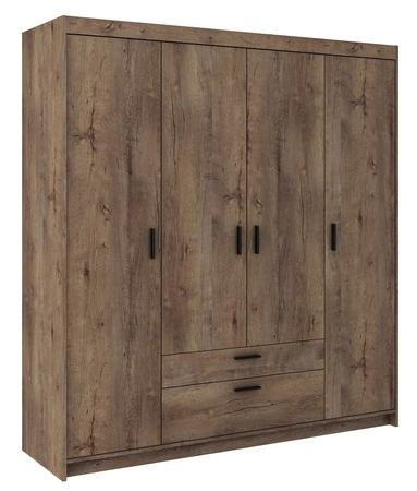 Szafa Rene 176 cm dąb lefkas nowoczesny design stylowe uchwyty w kolorze czarnym