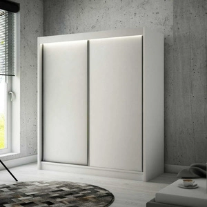 Szafa przesuwna Kristo 200 cm biała ergonomiczna oraz bardzo funkcjonalna szafa w nowoczesnej formie o geometrycznych kształtach