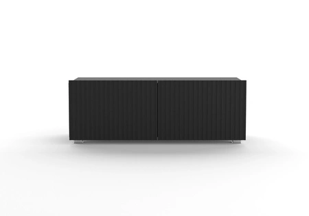Szafka RTV Colder 100 cm czarna z możliwością podwieszenia stylowy ryflowany front elegancka forma mebla w nowoczesnym stylu