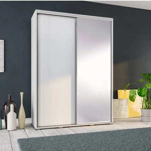 Szafa przesuwna z lustrem Penelopa 155 cm biała nowoczesny design szafy aluminiowe prowadnice drzwi oraz system jezdny