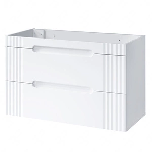 Szafka pod umywalkę Fiji White 100 cm biała modna szafka o subtelnej kolorystyce podkreślonej nowoczesnym ryflowaniem na frontach