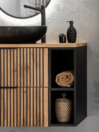 Szafka łazienkowa wisząca Xilo 20 cm czarna funkcjonalna szafka pod blat regał idealnie dopełni aranżację