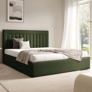Łóżko tapicerowane Togo 180x200 zielone eleganckie i funkcjonalne łóżko do sypialni gustowne pionowe przeszycia na wezgłowiu