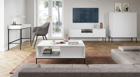 Konsola Lovro biała z szufladami stylowy oraz funkcjonalny mebel do przedpokoju salonu czy biura