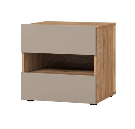 Zestaw mebli do sypialni Impressio dąb mauvella / ciemny beżowy eleganckie i uniwersalne meble do sypialni w nowoczesnym stylu pojemne szuflady