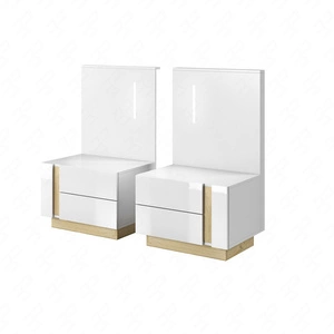 Szafki nocne z szufladami Adria biały połysk / dąb grandson nowoczesny design mebla obrzeża szafek wykończone specjalną okleiną ABS