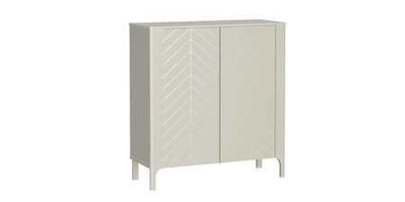Komoda Malumi 103 cm beżowa elegancka i funkcjonalna komoda do nowoczesnych wnętrz subtelny wzór jodełki na frontach push to open