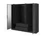 Szafa Corse 206 cm czarna nowoczesny design szafy z przeszklonymi frontami i pojemnymi szufladami idealna do sypialni oraz biura