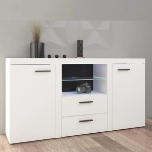 Komoda z szufladami Rene 156 cm biała nowoczesna i funkcjonalna komfortowe oraz bezproblemowe korzystanie