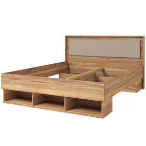 Łóżko Impressio 160x200 cm dąb mauvella / ciemny beżowy nowoczesny styl idealne łóżko z wysokim zagłówkiem do sypialni lub pokoju nastolatka