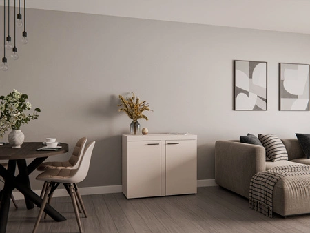 Komoda Rene 97 cm beż piaskowy minimalistyczny design klasyczna forma idealna komoda do salonu lub pokoju dziennego