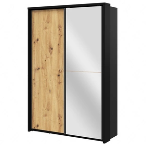 Szafa przesuwna z lustrem Arti 160 cm czarny / dąb artisan stylowy design klasyczna forma idealna szafa do sypialni lub przedpokoju
