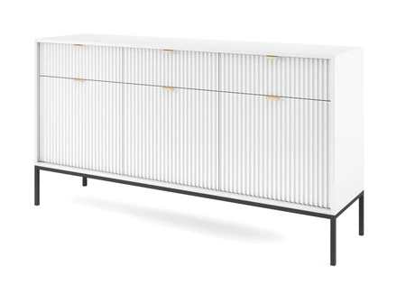 Komoda z szufladami Lovro 154 cm biała nowoczesny design zachwyci miłośników wyrazistych wnętrz