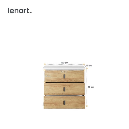 Komoda z szufladami Simi 100 cm biały / hikora naturalna stylowy design komoda o ponadczasowej kolorystyce solidne wykonanie