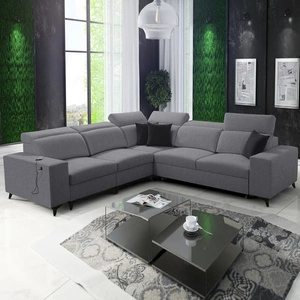 Narożnik z funkcją spania Kelly Sleek III szary lewostronny elegancki narożnik do salonu z dwoma pojemnikami na pościel