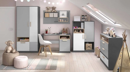 Biurko Pok 120 cm grafit / szary / biały / buk ibsen wygodne biurko z ergonomicznym blatem zapewnia komfort podczas nauki lub pracy