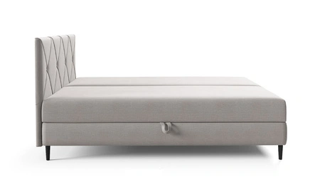 Łóżko kontynentalne Noren 160x200 kremowe nowoczesna forma łóżka do sypialni pojemniki na pościel klasyczne pikowanie na wezgłowiu