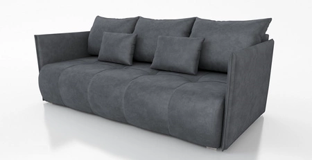 Kanapa rozkładana Selva szara funkcjonalna sofa do salonu z pojemnikiem na pościel velvetowa tkanina o eleganckiej strukturze