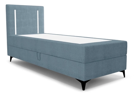 Łóżko kontynentalne Norco 90x200 niebieskie stylowe łóżko z pojemnikiem oświetlenie umieszczone w zagłówku nadaje wyjątkowości