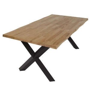 Stół Malmos 100x180 cm dąb olejowany / czarny elegancki stół do jadalni drewniany blat z subtelnie profilowanymi krawędziami