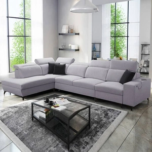 Narożnik z funkcją spania Kelly Sleek XI szary popiel lewostronny stylowy i komfortowy narożnik wykonany z trwałej plecionej tkaniny