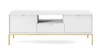 Zestaw mebli Lovro biały nowoczesny design meblościanka wzbogacona złotymi metalowymi dodatkami meble do salonu lub pokoju dziennego
