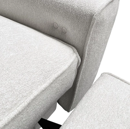 Narożnik z funkcją spania Viano III Lux jasny szary prawostronny nowoczesny narożnik do salonu z wysuwanym podnóżkiem pojemnik na pościel