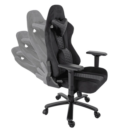 Fotel gamingowy Altimus Pro czarny wygodne siedzisko wykonane z trwałej alcantary regulowane podłokietniki i oparcie stabilny stelaż