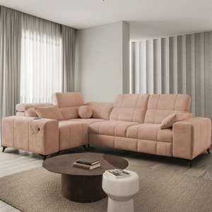 Narożnik z funkcją spania Penejos II łososiowy lewostronny komfort podczas codziennego wypoczynku narożnik z pojemnikiem na pościel