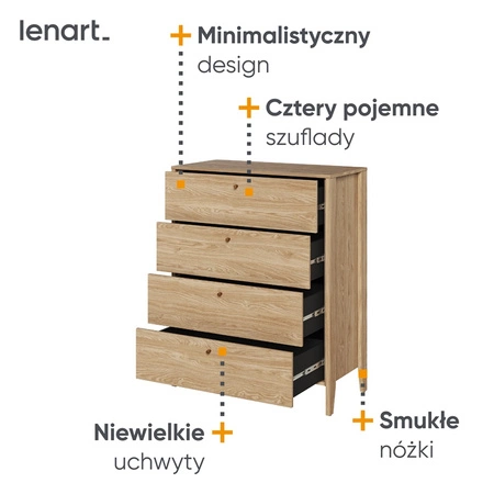 Komoda z szufladami Cozy 92 cm dąb olejowany funkcjonalny mebel w ponadczasowym designie idealna komoda do sypialni lub salonu