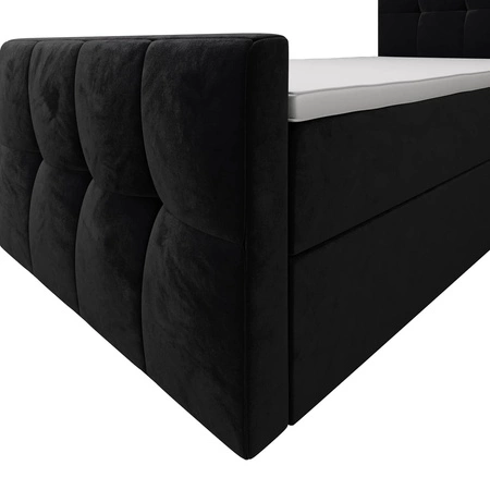 Łóżko kontynentalne Manhattan 100x200 grafitowe w nowoczesnym skandynawskim stylu z tapicerowanym zagłówkiem i zanóżkiem łóżko z pojemnikiem