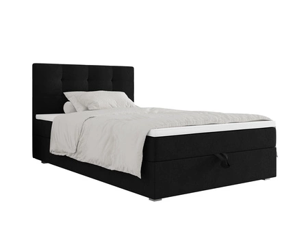 Łóżko kontynentalne Flint 120x200 czarne w nowoczesnym skandynawskim stylu z tapicerowanym zagłówkiem łóżko z pojemnikiem