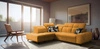 Narożnik z funkcją spania Buffalo VII żółty lewostronny stylowy narożnik rozkładany z pojemnikami na pościel welurowa tkanina