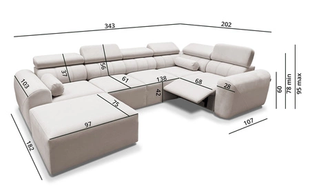 Narożnik z funkcją spania Cantare IV Lux beżowy lewostronny starannie wykonany narożnik do salonu z podnoszonym podnóżkiem