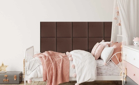 Panel tapicerowany Quadra 50x50 cm brązowy stylowy panel ścienny kwadrat welurowa tkanina modne wykończenie każdej aranżacji