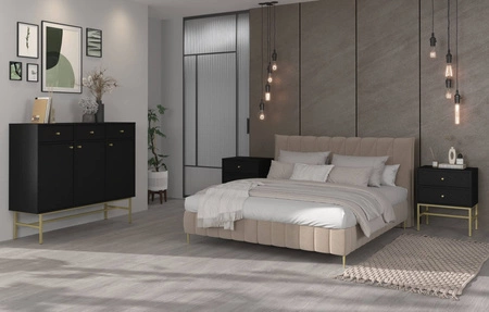 Komoda z szufladami Kioto III 125 cm czarny grafit minimalistyczna forma idealna komoda do sypialni lub salonu stabilny stelaż