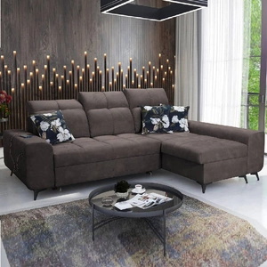 Narożnik z funkcją spania Buffalo brązowy prawostronny funkcjonalny i stylowy narożnik rozkładany z pojemnikiem na pościel