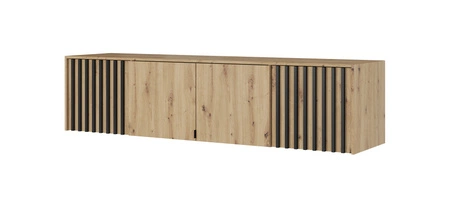 Nadstawka do szafy Aspen 206 cm dąb artisan / czarne lamele funkcjonalna szafka powiększy miejsce do przechowywania ubrań obuwia i dodatków