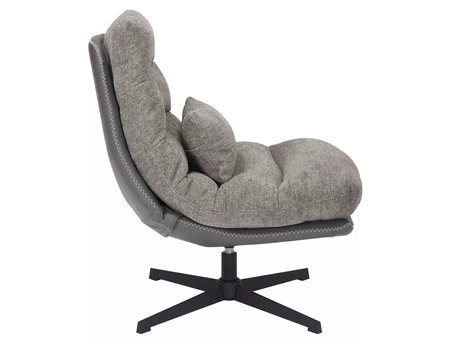 Fotel Felicia szary / szara ekoskóra funkcjonalny oraz nowoczesny fotel obrotowy z metalowymi nogami ozdobna poduszka