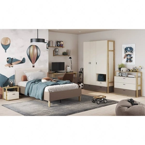 Zestaw mebli Lenny beżowy / truflowy / dąb artisan nowoczesny design stylowy zestaw mebli do pokoju młodzieżowego lub dziecięcego