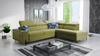 Narożnik z funkcją spania Belvi III oliwkowy prawostronny komfortowy i elegancki narożnik do salonu z praktycznym schowkiem w boczku