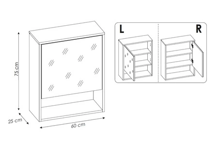 Zestaw mebli łazienkowych Borneo szary / dąb artisan nowoczesny design szafki wiszące do łazienki o świetnie dobranej kolorystyce