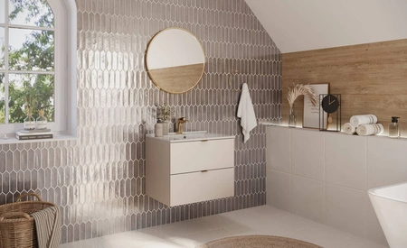 Szafka pod umywalkę Dalia 80 cm beżowa estetyczna szafka z szufladami idealna do klasycznych aranżacji staranne wykonanie