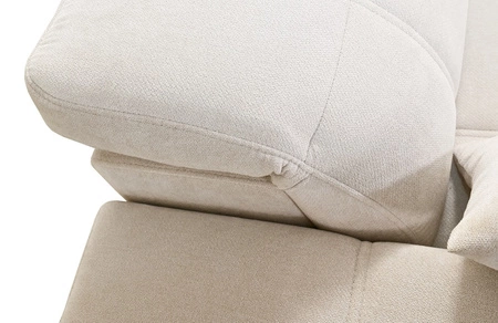 Narożnik z funkcją spania Penejos II Lux ciemny beżowy lewostronny wygodny narożnik do salonu z komfortowym wysuwanym podnóżkiem